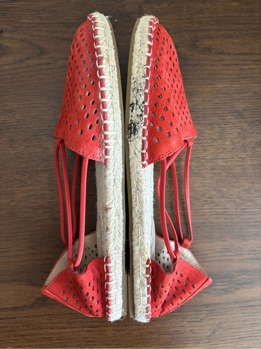 Eileen Fisher Chili Red Lee 2 Perforated Espadrilles Sz 8.5